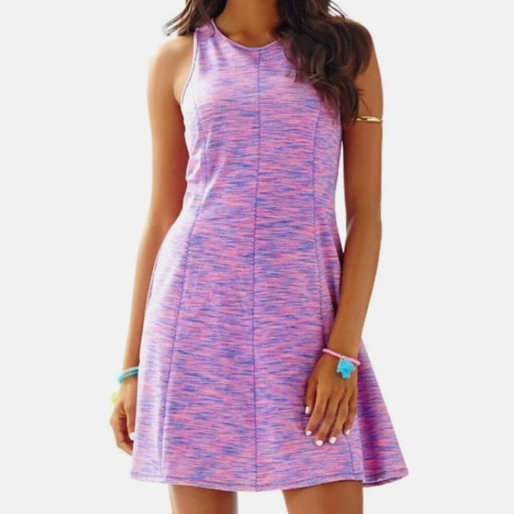 Lilly Pulitzer | Cove Flamingo Pink Space Dye Active Fit & Flare Mini Dress | XS